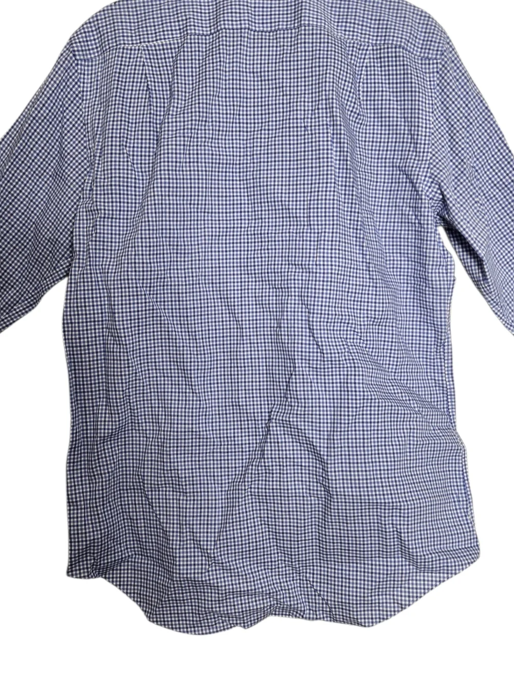 Ledbury Blue Gingham Small Check Dress Shirt Classic Cotton Spread Collar 15.5 - Picture 6 of 13